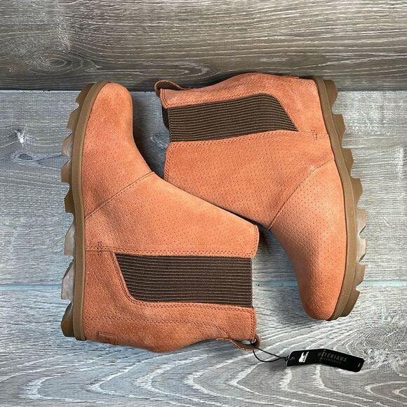 NWT Sorel Joan of Arctic Chelsea Wedge II Women’s Sz 10 Teak Brown Suede Boots - Picture 9 of 11